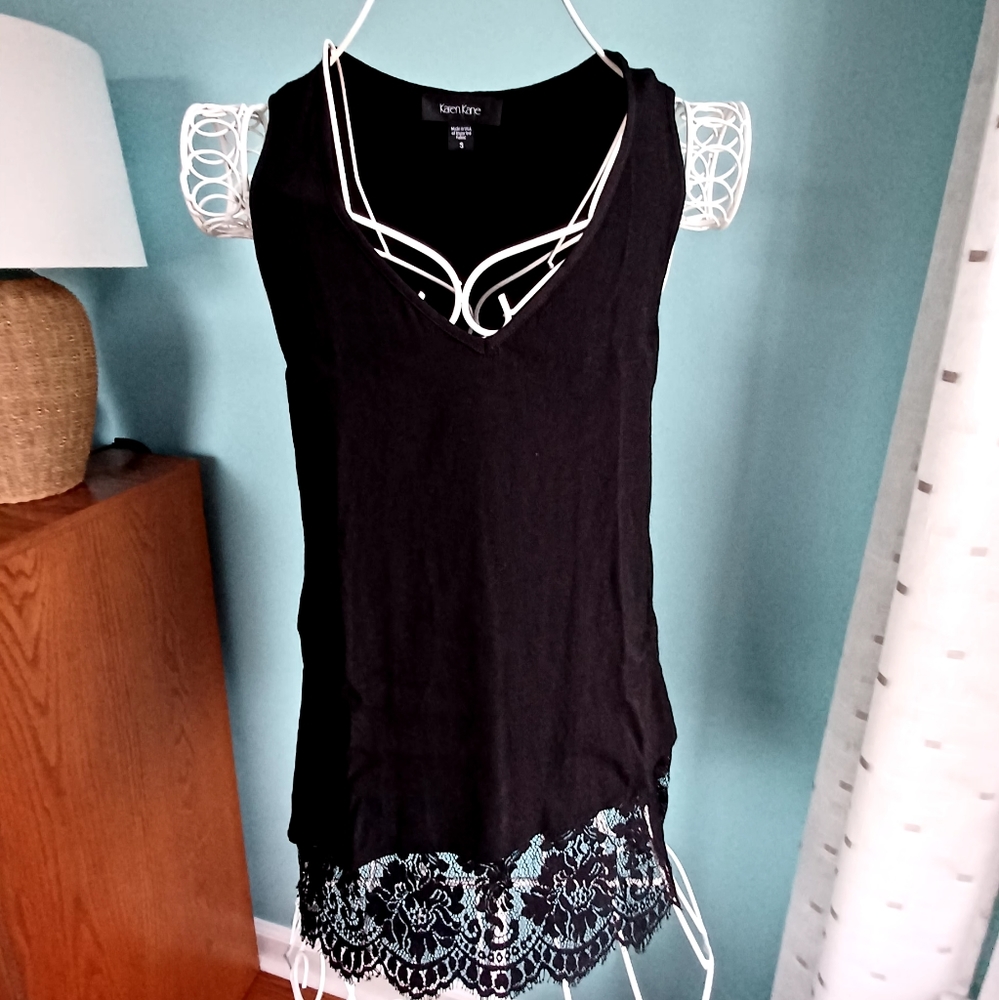 EUC Karen Kane Black Tank Top With Lace Detail - Women's Size Small